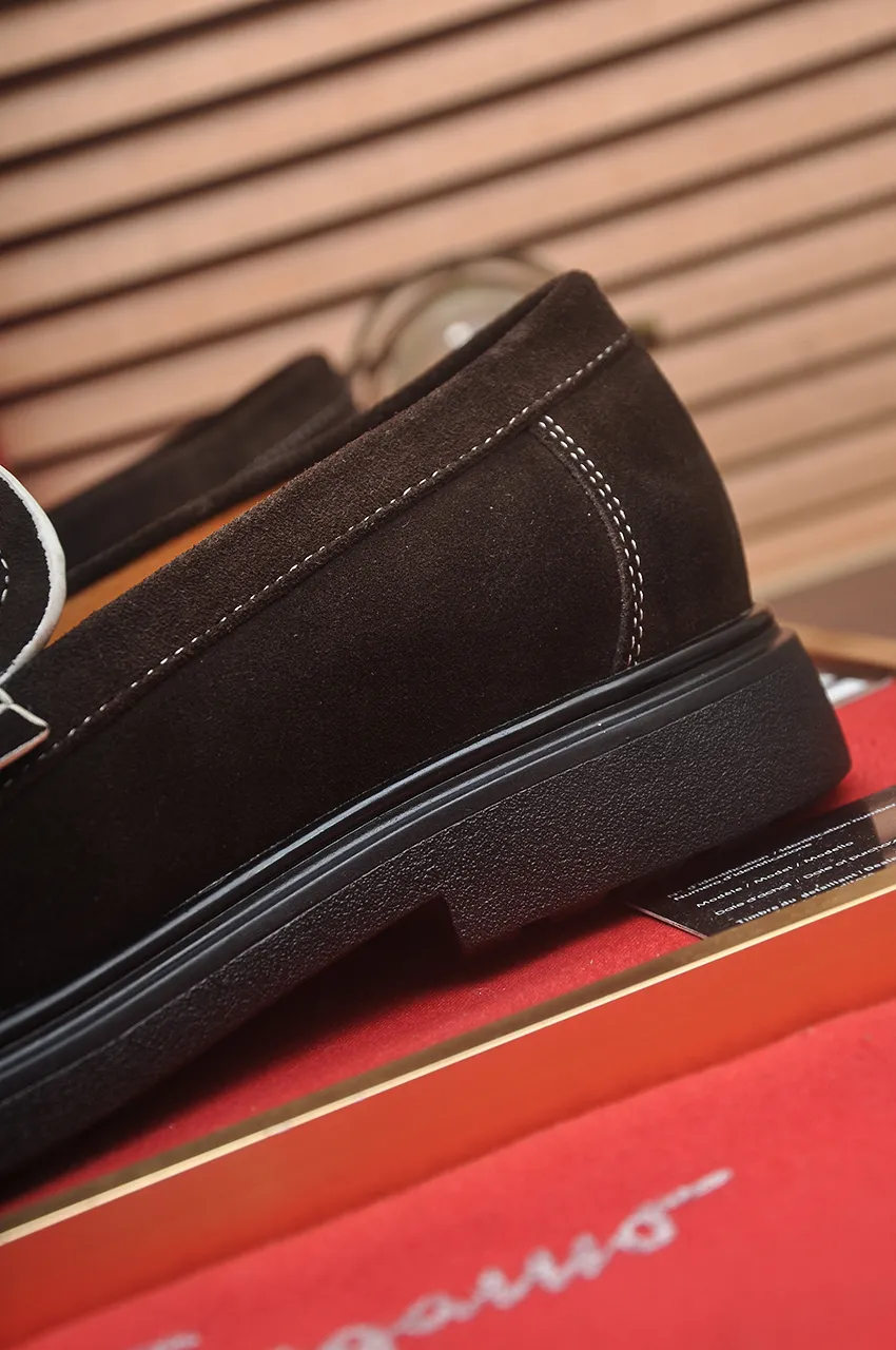Men's shoes 💰440💶[Ferragamo/Ferragamo] The latest model in the counter. Original imported high-quality cowhide with open sides + imported 🐂 water-dyed cowhide lining + original luxury metal buckle + original combined outsole. No pressure for comparison. 38--45 (45 is custom-made and cannot be returned or exchanged)